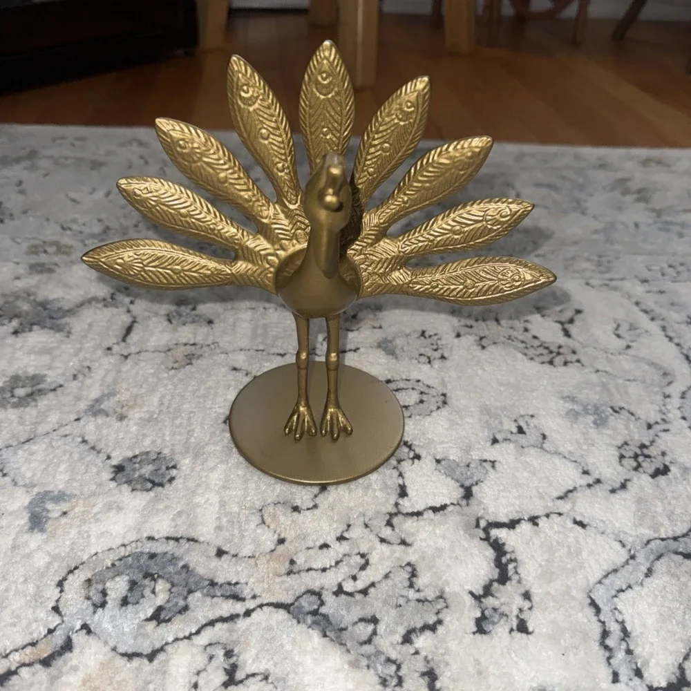 Brass Peacock IKEA Statue Figurine Shelf Sitter Paperweight Made In India